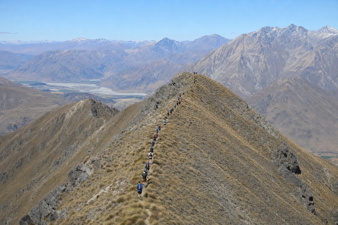 The 62 km field strung out along the ridge